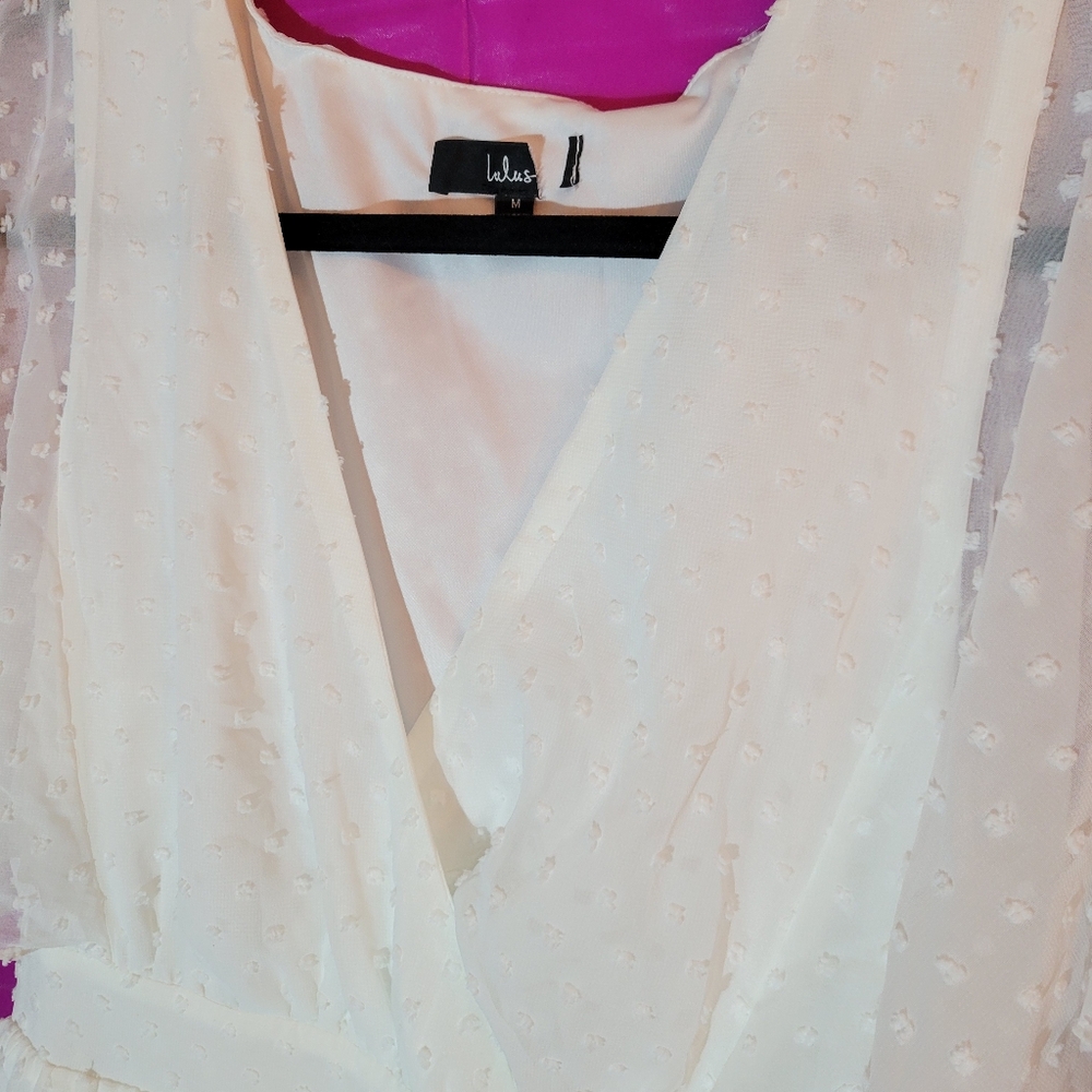 Transcendent Class White Swiss Dot Flutter Sleeve… - image 4